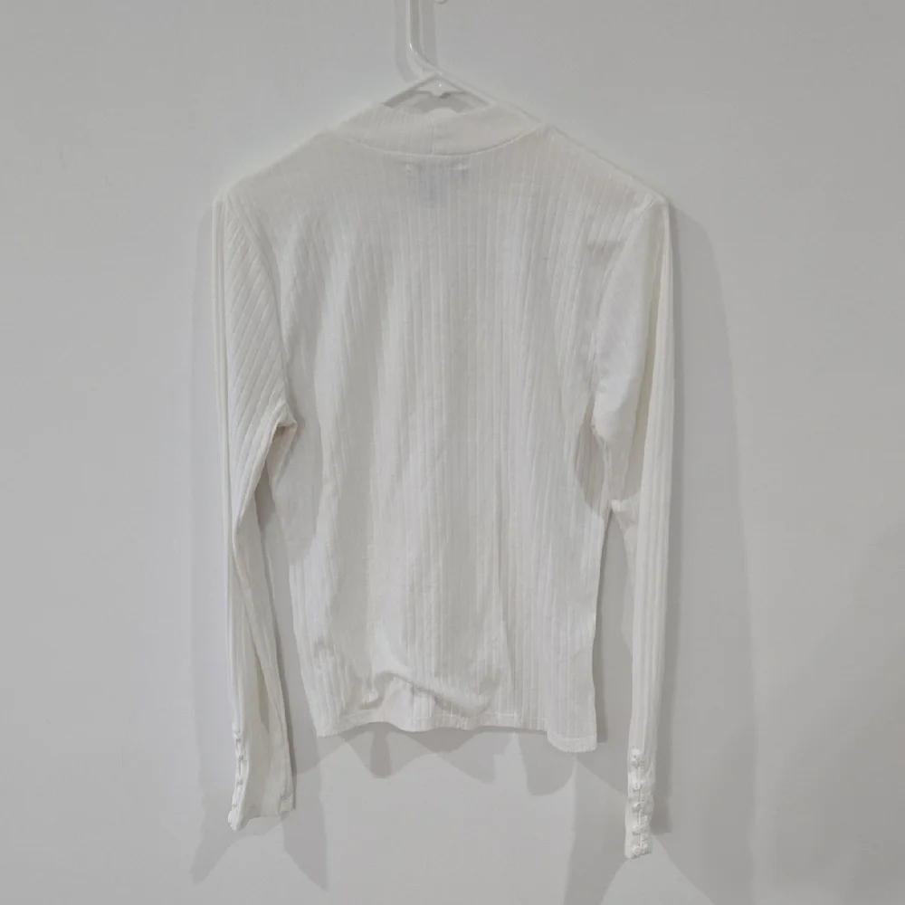 Forever 21 Sz Large White Ribbed Long Sleeve Top - Picture 3 of 7